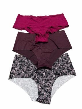 NWT Victoria’s Secret No-Show & Cotton Cheeky  Panty 3PACK Floral, Plum, Pink XL